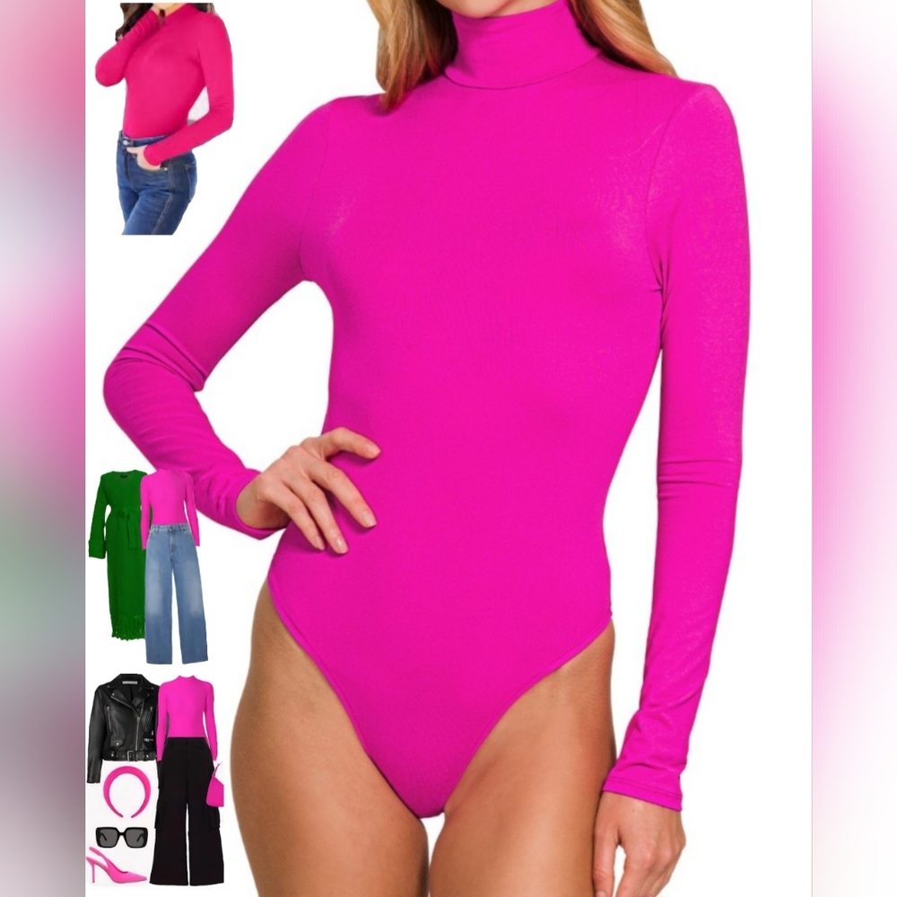 #78202 🛑M,L Fabulous Neck Long Sleeve Bodysuit